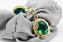 Yellow 8k gold 333 Emerald earrings vec007x-em Russian Soviet USSR Vintage Jewelry Art Deco style